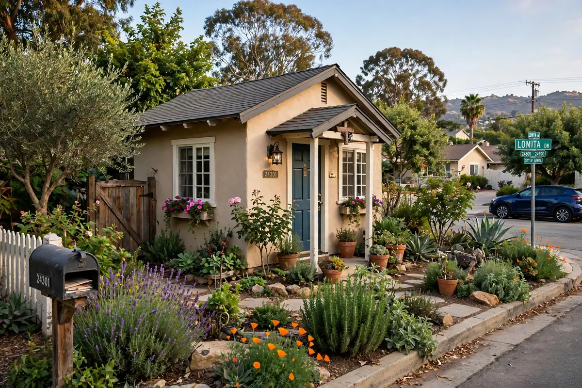 Quiet residential street with cottage homes in Lomita California